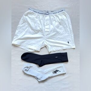 Polo Ralph Lauren Wicking Knit Boxer White 100% cotton men's M BOGO socks
